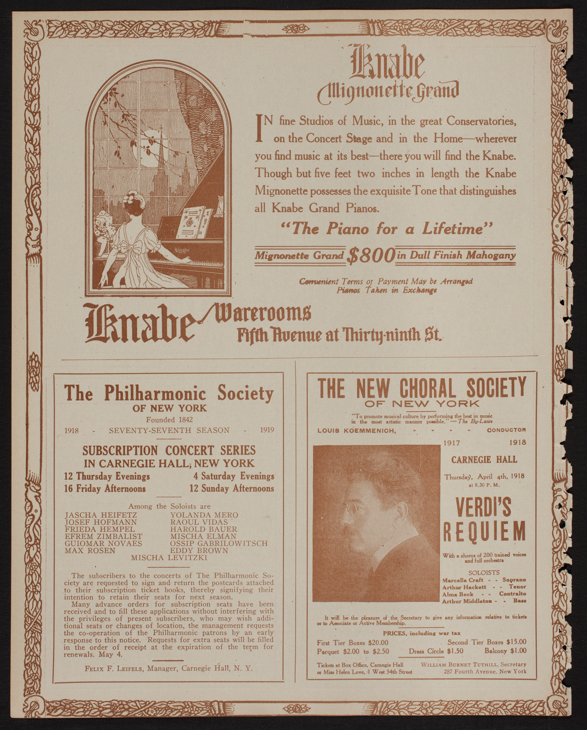 Oratorio Society of New York, March 28, 1918, program page 12