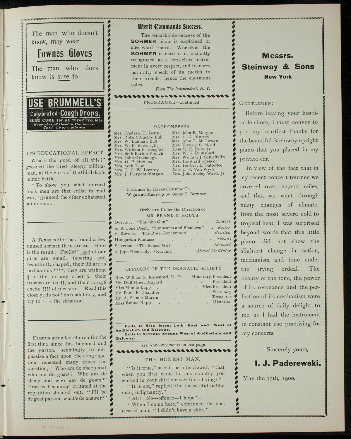 St. George's Dramatic and Literary Society, December 14, 1904, program page 3