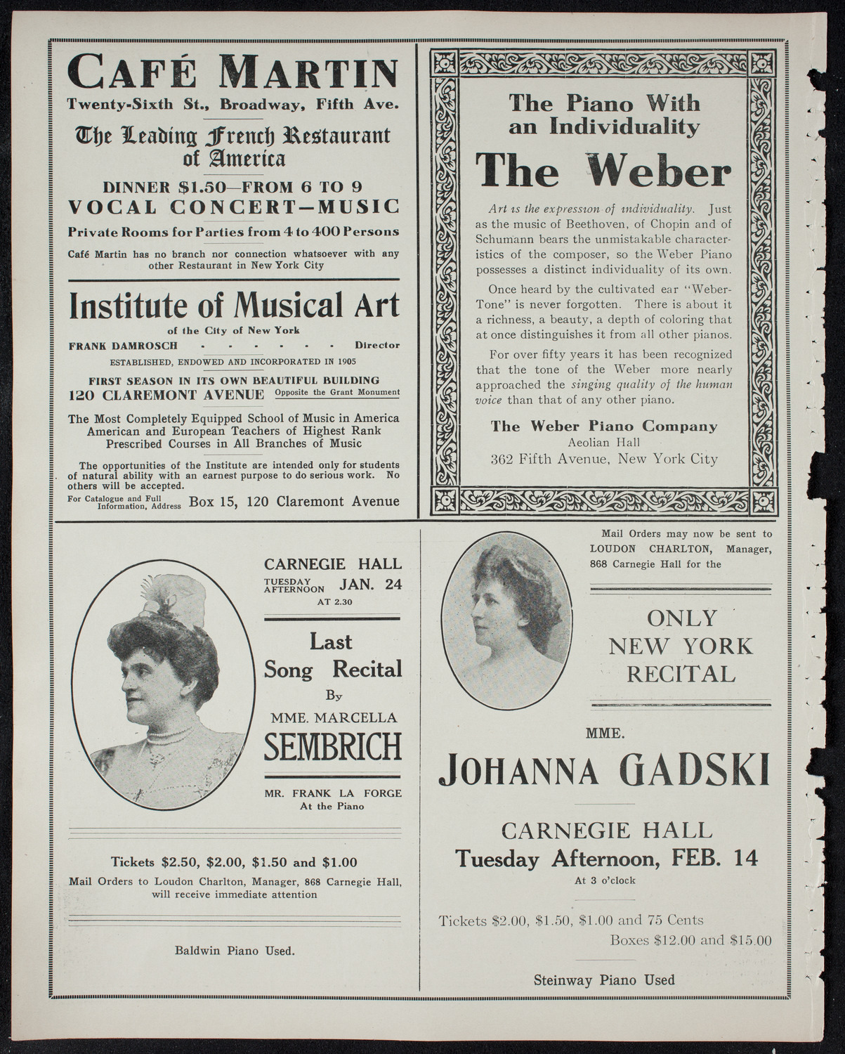 New York Philharmonic, January 13, 1911, program page 6