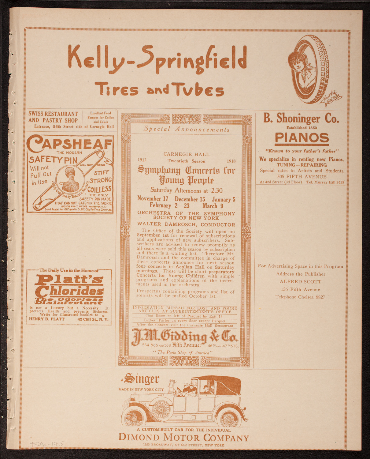 Frank Loubet's Orchestra, April 29, 1917, program page 9