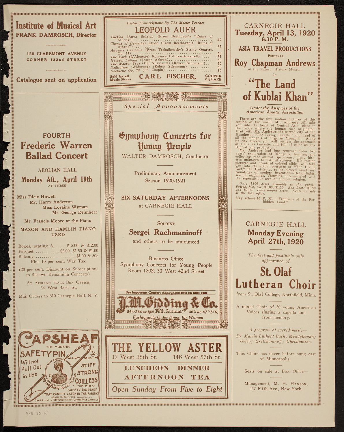 Film: Alice in Wonderland, April 5, 1920, program page 9