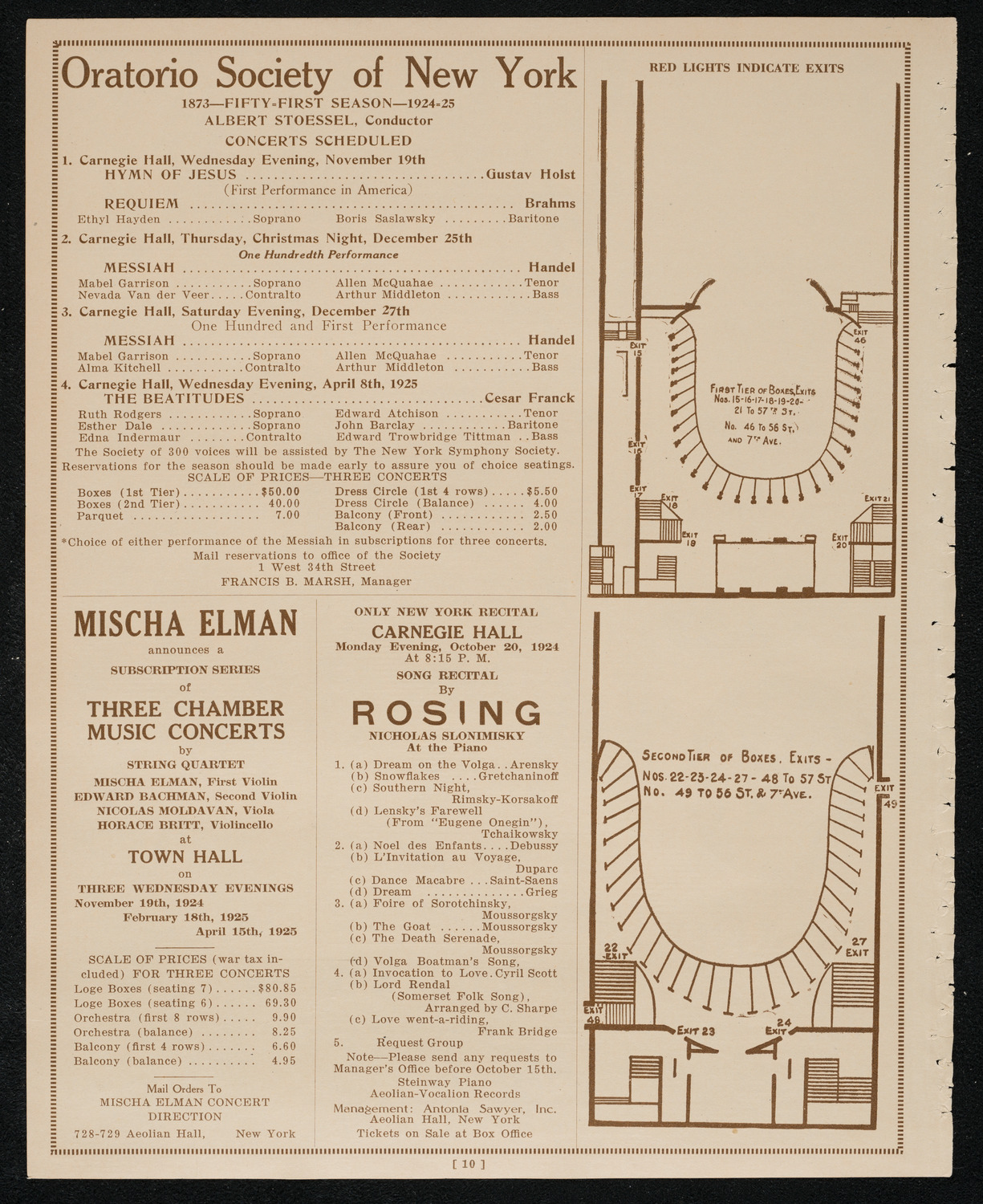 New York Philharmonic, October 16, 1924, program page 10