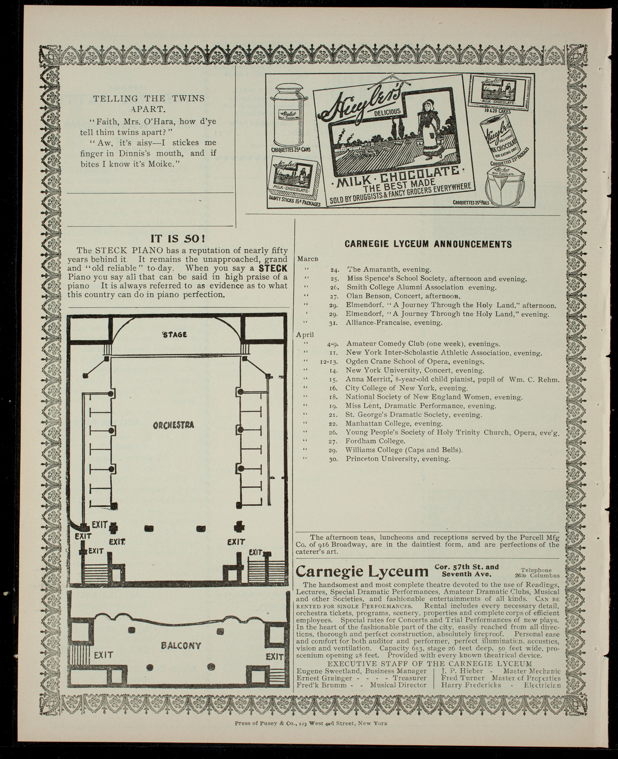 David Kulinyi with others, March 23, 1904, program page 4