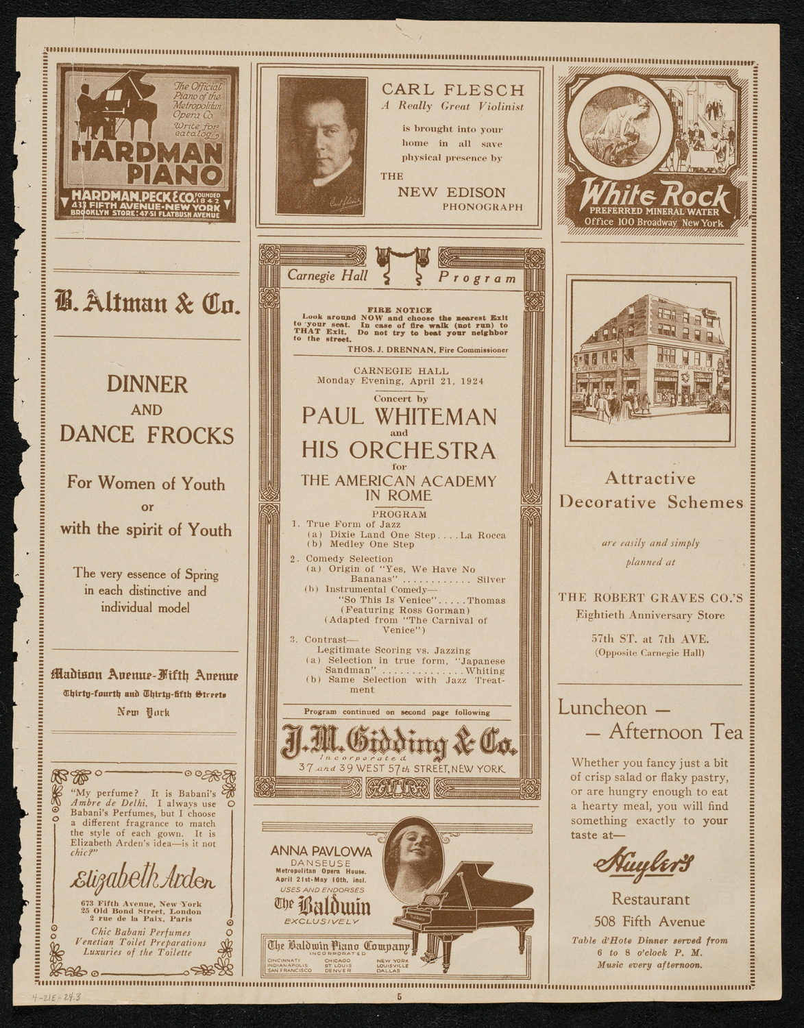 Paul Whiteman and His Orchestra, April 21, 1924, program page 5