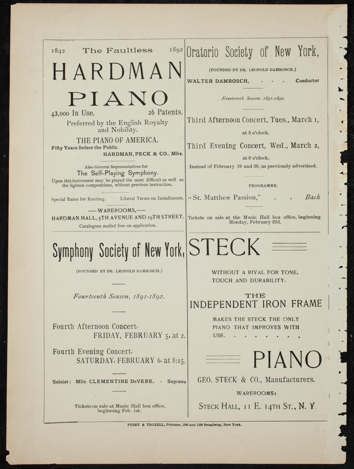 Robert Burns Anniversary Festival, January 25, 1892, program page 12