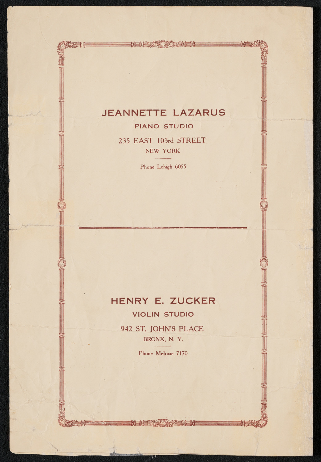 Pupils of Jeannette Lazarus and H.E. Zucker, May 25, 1924, program page 3