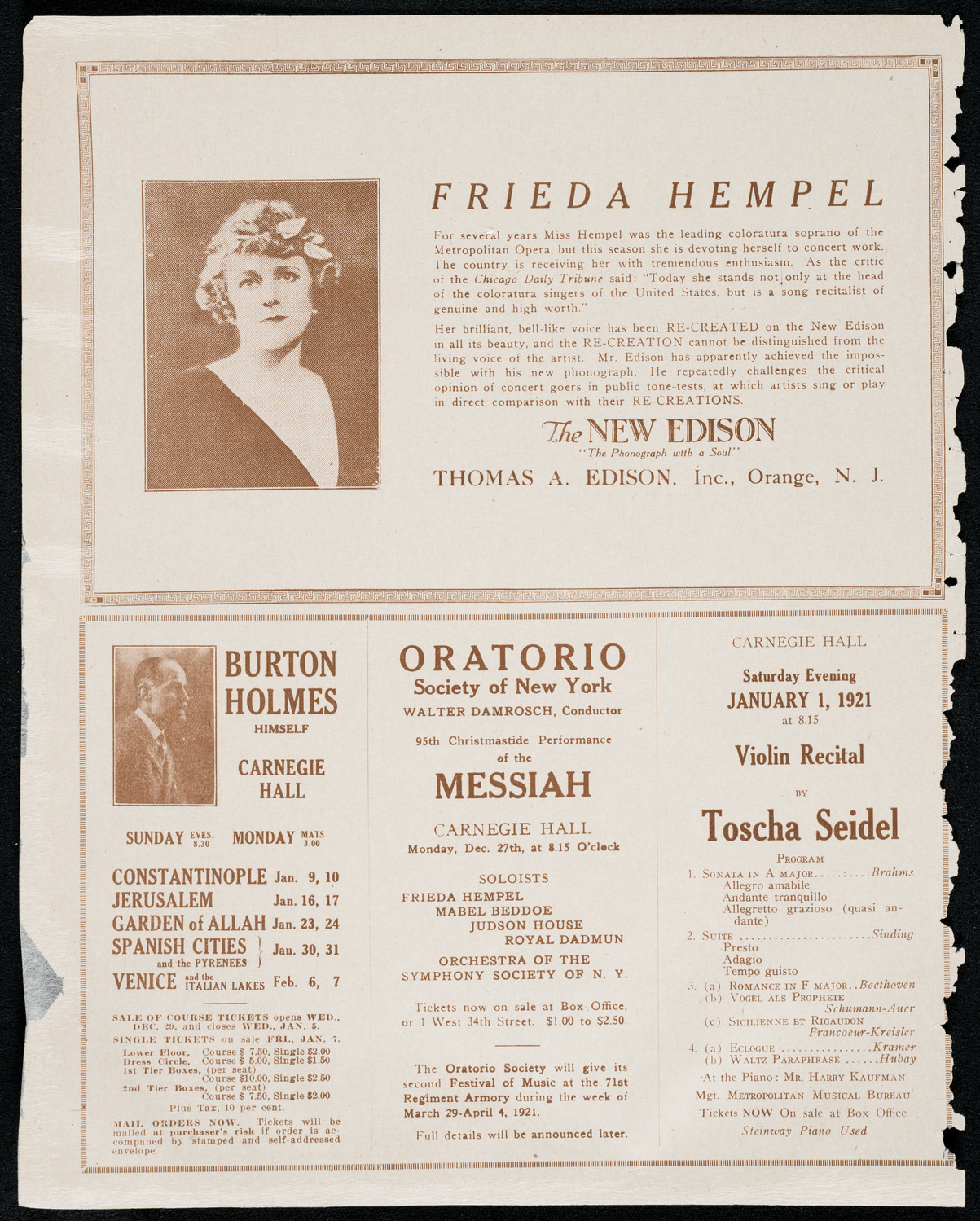 Hipolito Lazaro, Tenor, assisted by Mercedes Padrosa, Piano, and Hector Cabral, Violin, December 26, 1920, program page 2