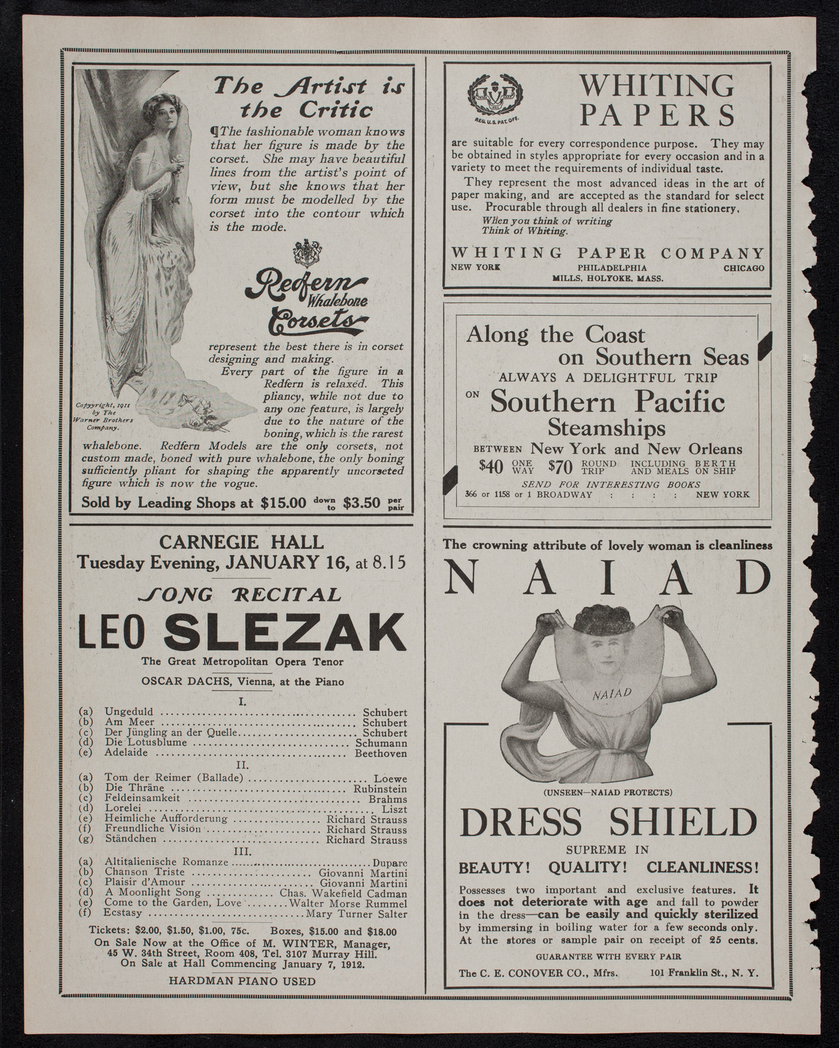 Boston Symphony Orchestra, January 11, 1912, program page 2