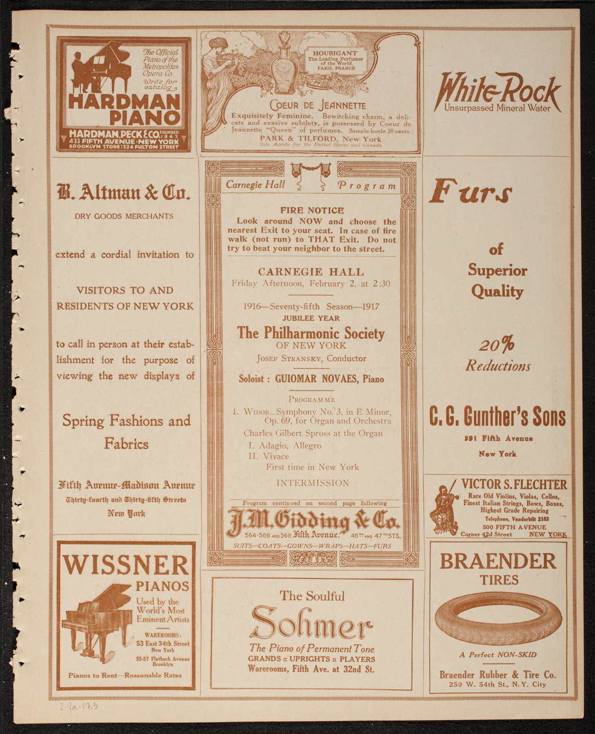 New York Philharmonic, February 2, 1917, program page 5