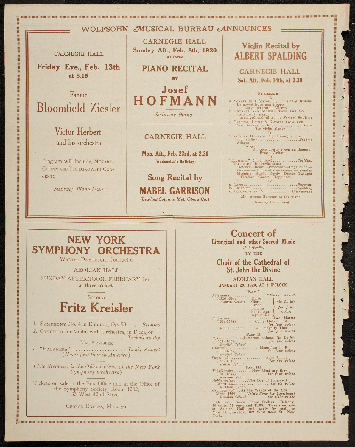 Alice Peroux Williams, Mezzo-Soprano, January 28, 1920, program page 8