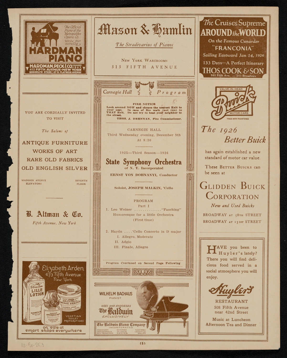 State Symphony Orchestra of New York, December 9, 1925, program page 5