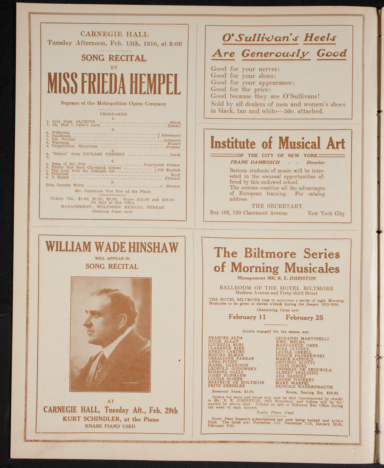 New York Philharmonic, February 10, 1916, program page 2