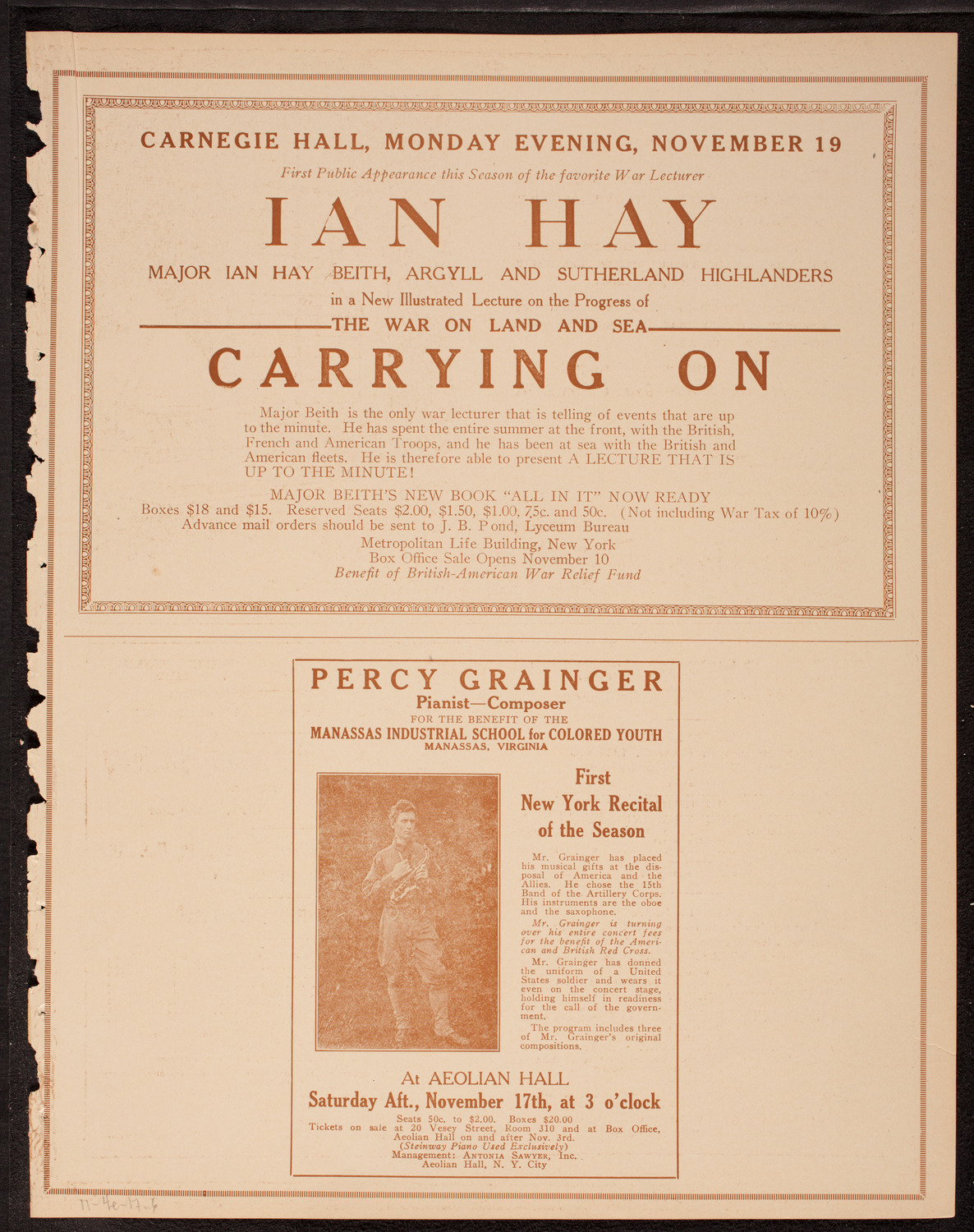Lecture by Sergeant Arthur Guy Empey, November 4, 1917, program page 11