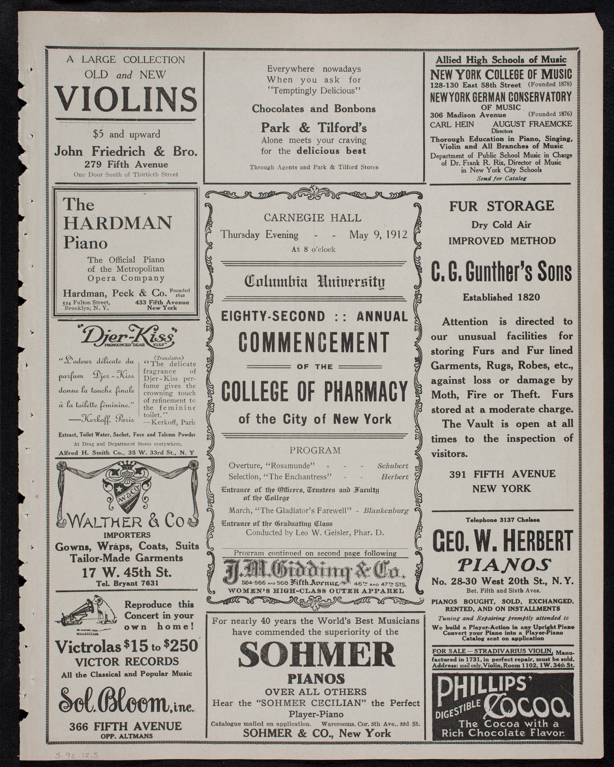 Graduation: College of Pharmacy of the City of New York, May 9, 1912, program page 5