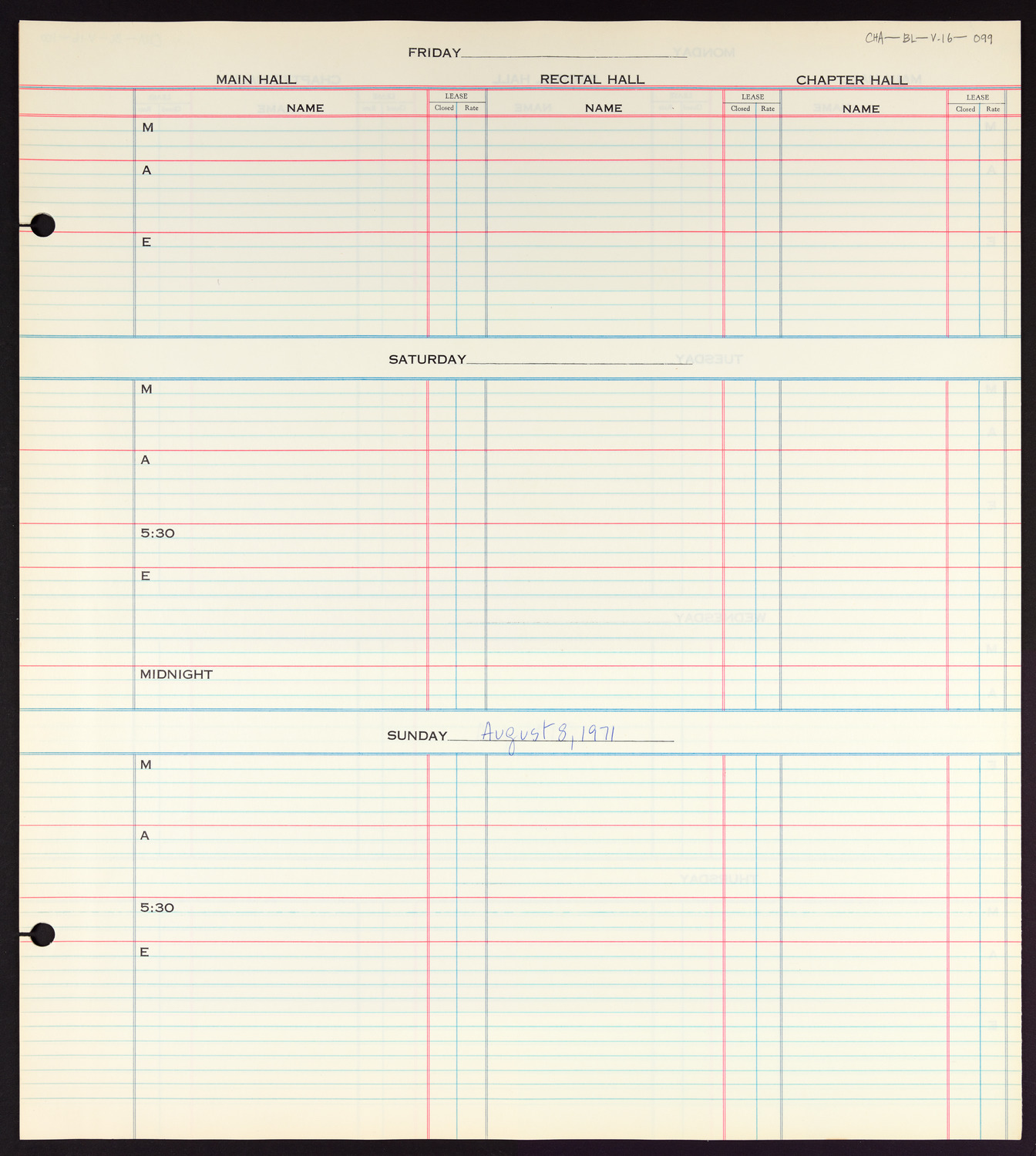 Carnegie Hall Booking Ledger, volume 16, page 99