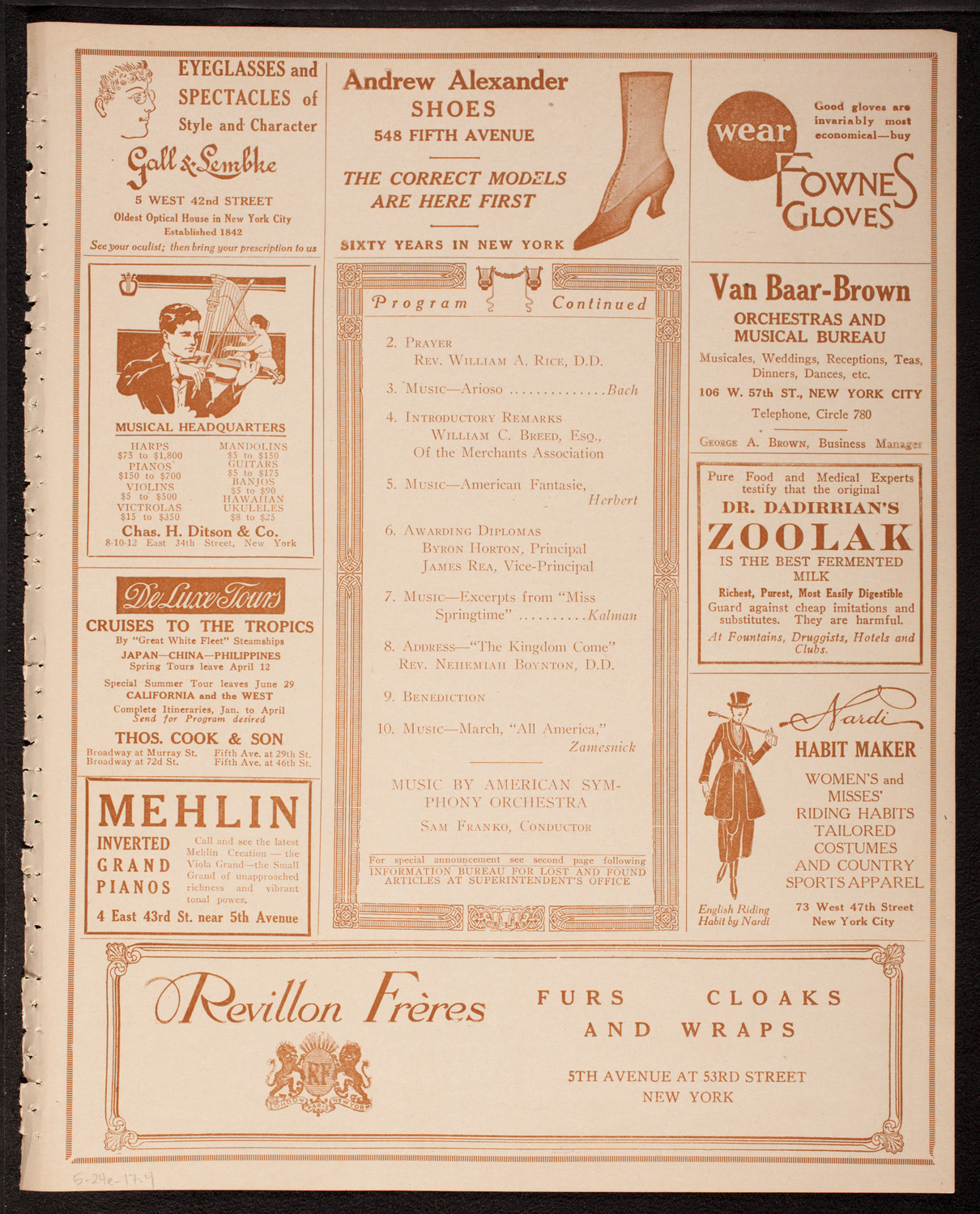 Graduation: Packard Commercial School, May 24, 1917, program page 7