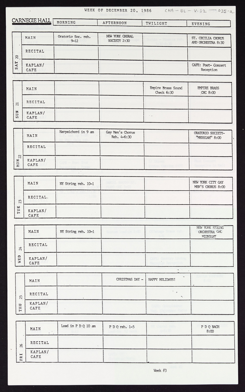 Carnegie Hall Booking Ledger, volume 32, page 35a