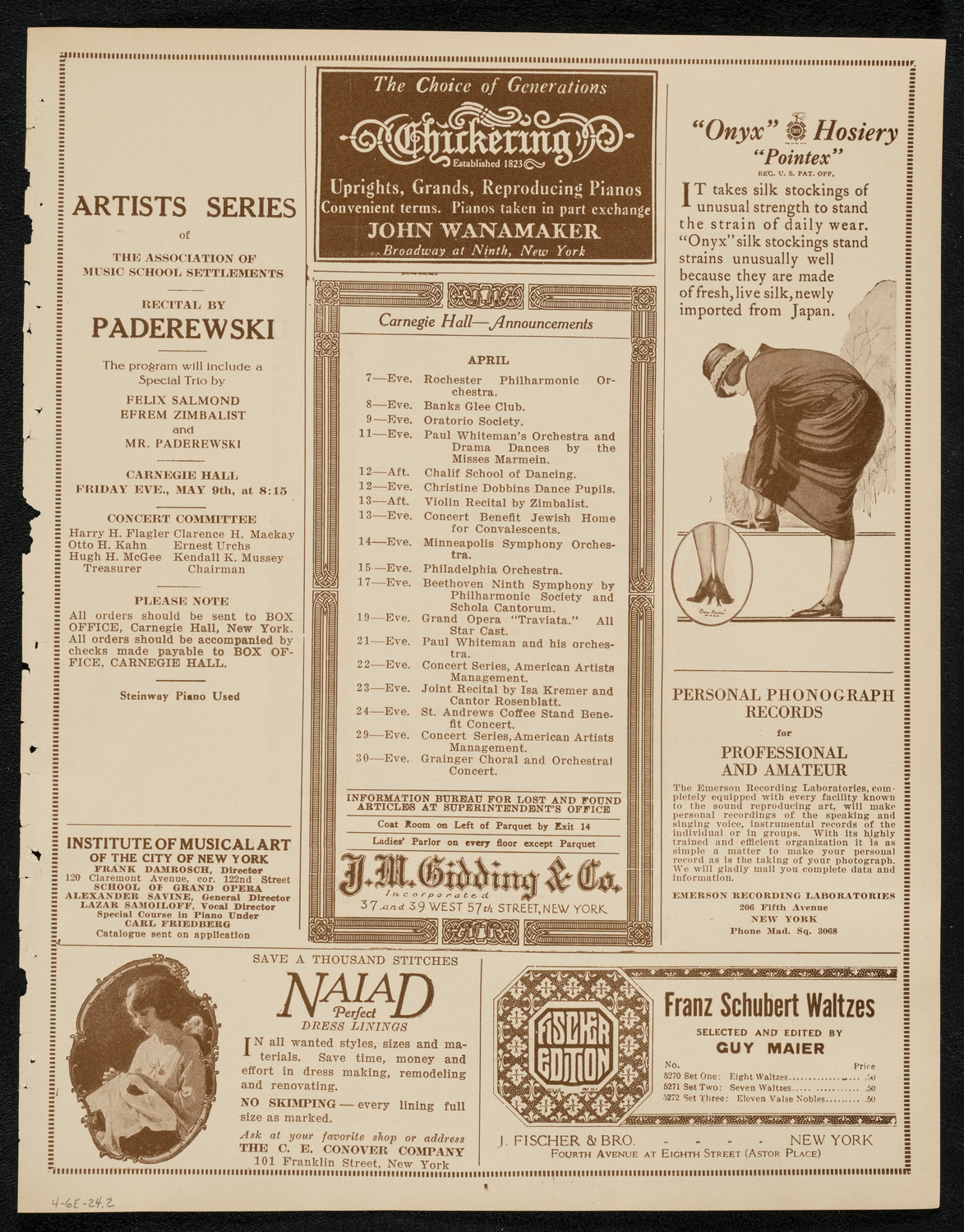 United Singers of New York, April 6, 1924, program page 3