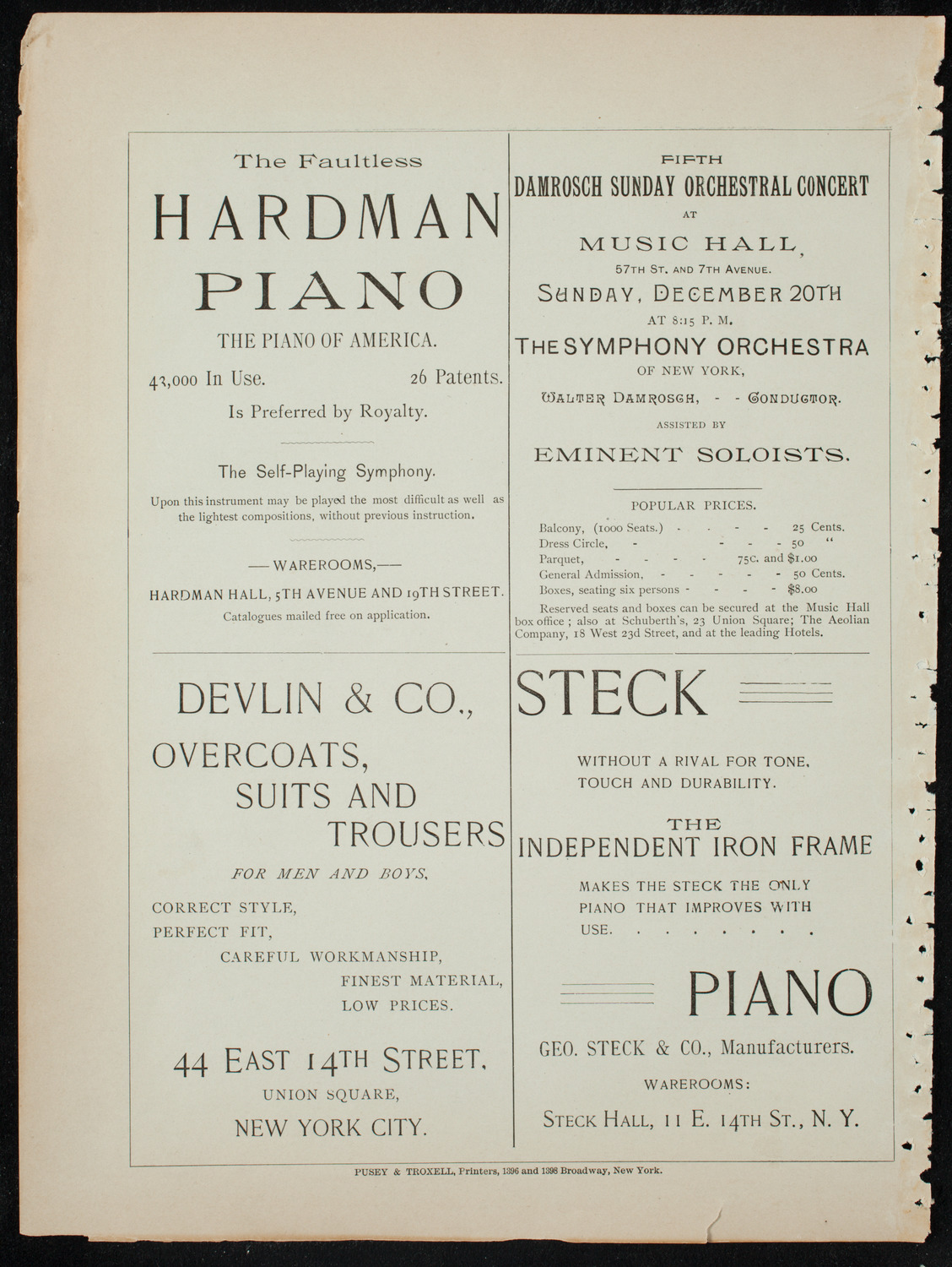 Benefit: West Side Day Nursery and Industrial School, December 14, 1891, program page 12