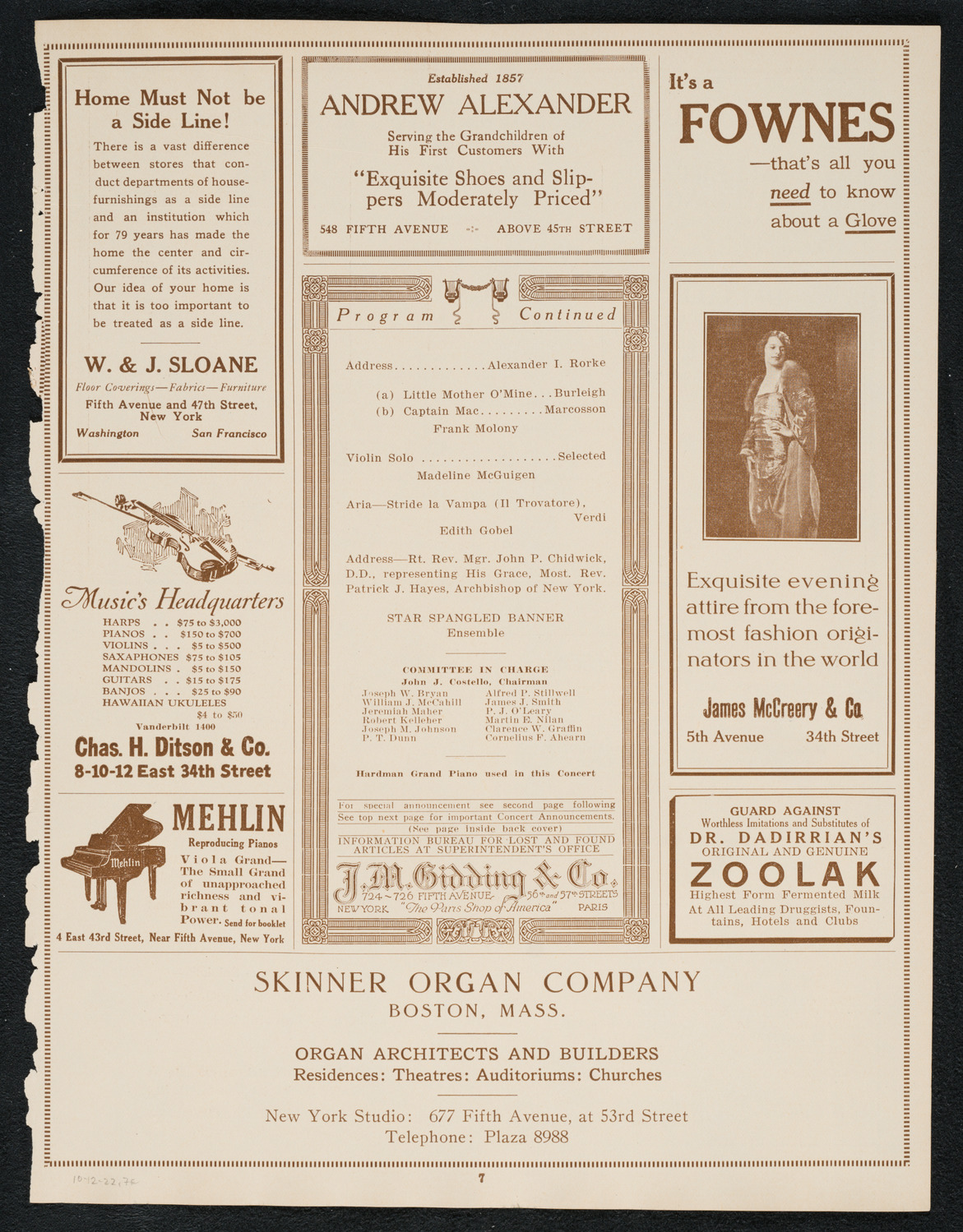 Columbus Day Celebration, October 12, 1922, program page 7