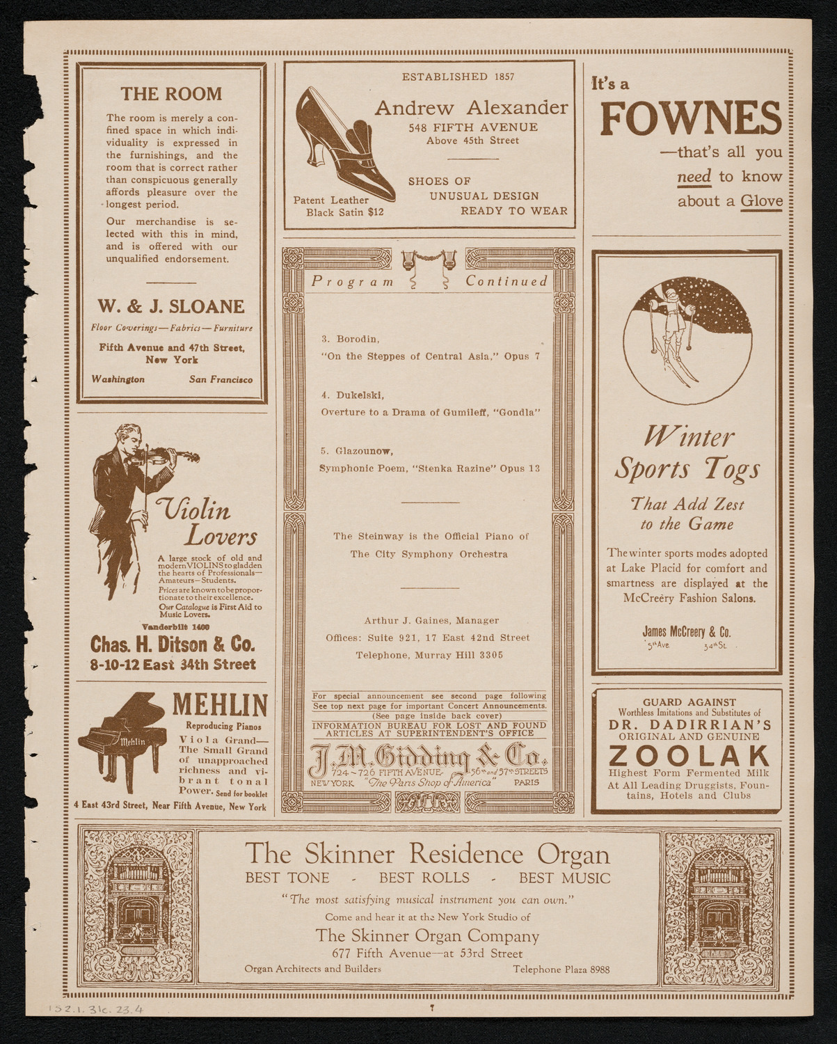 City Symphony Orchestra, January 31, 1923, program page 7