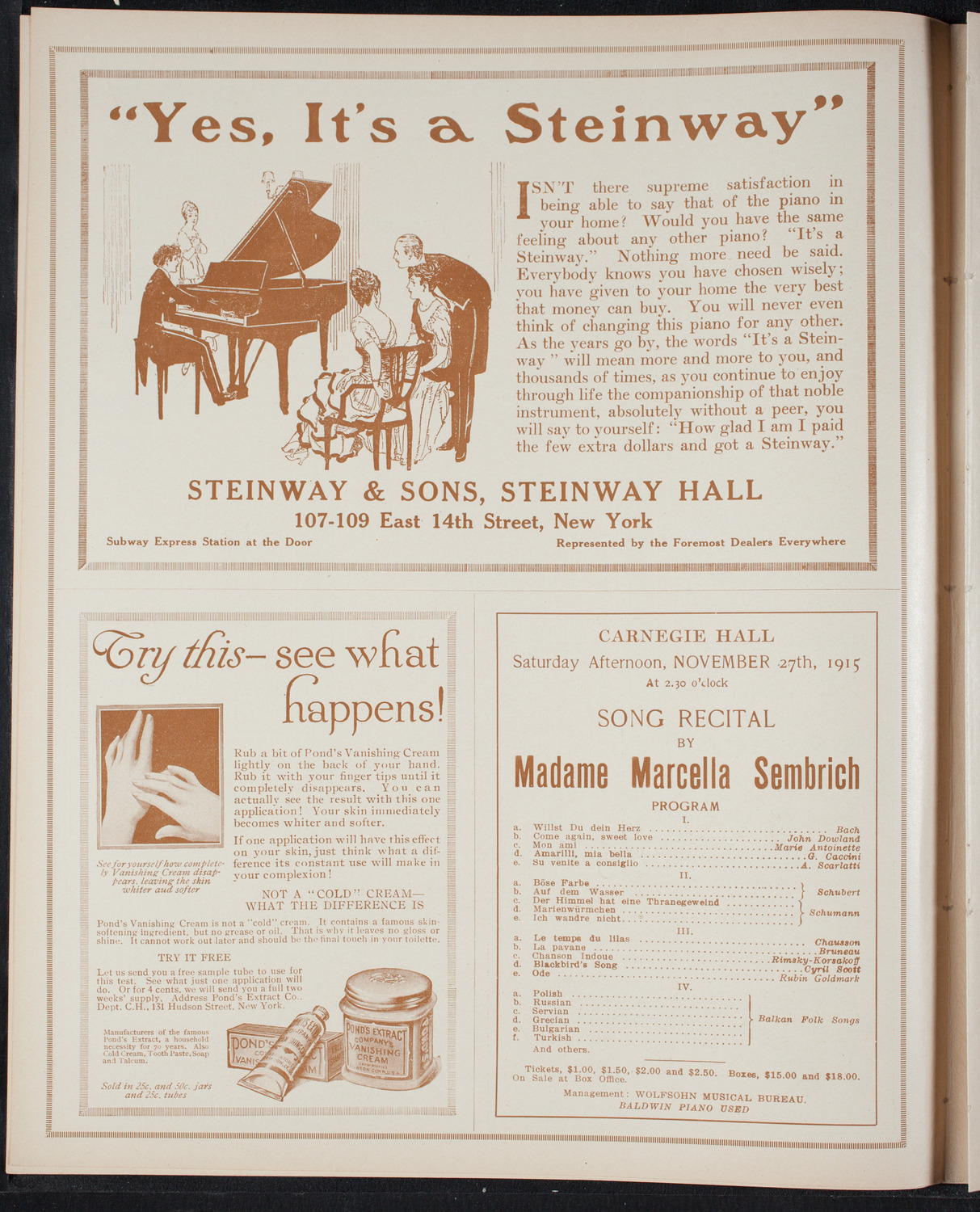 Percy Hemus, Baritone, November 8, 1915, program page 4