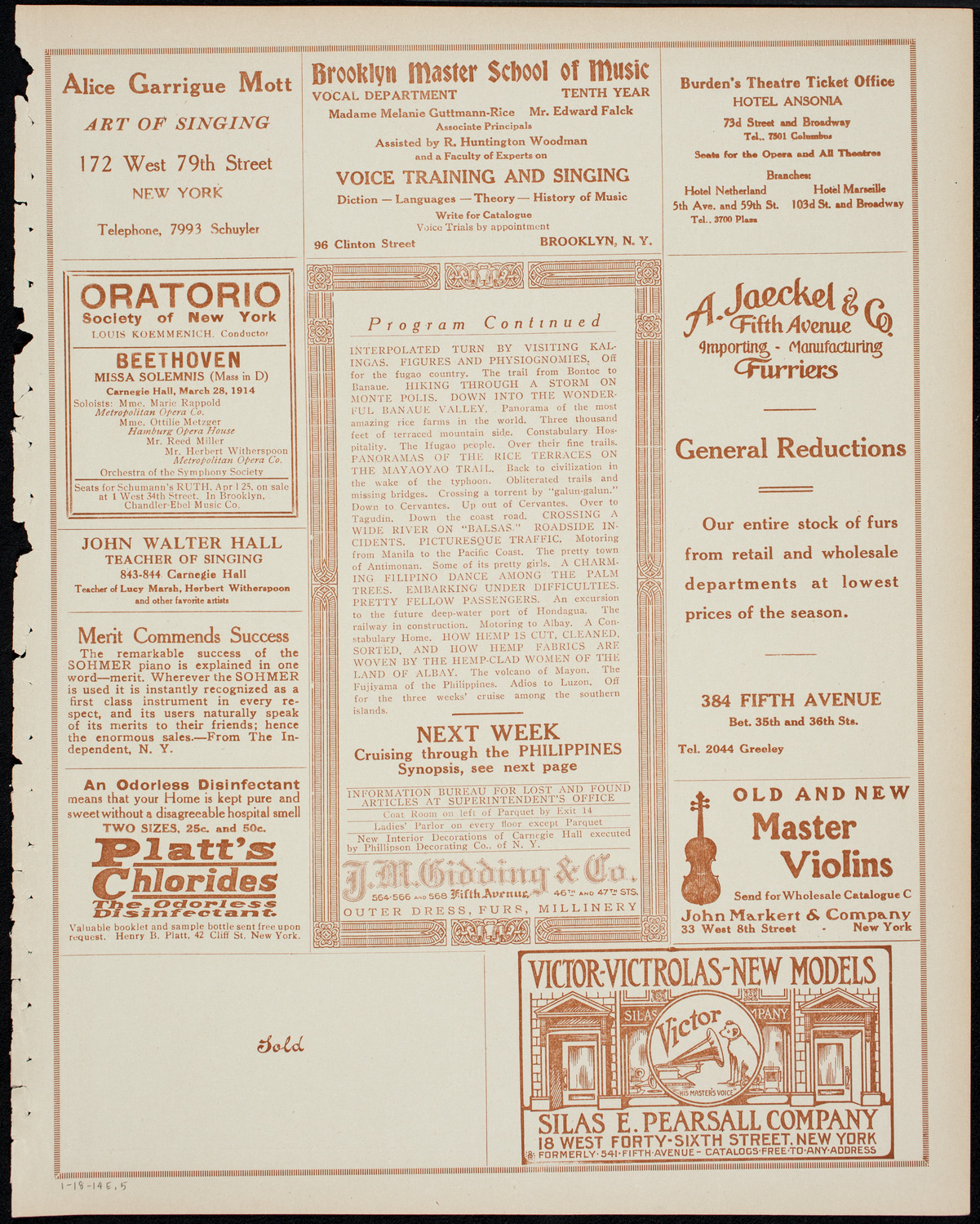 Burton Holmes Travelogue: Hiking Through Luzon, January 18, 1914, program page 9