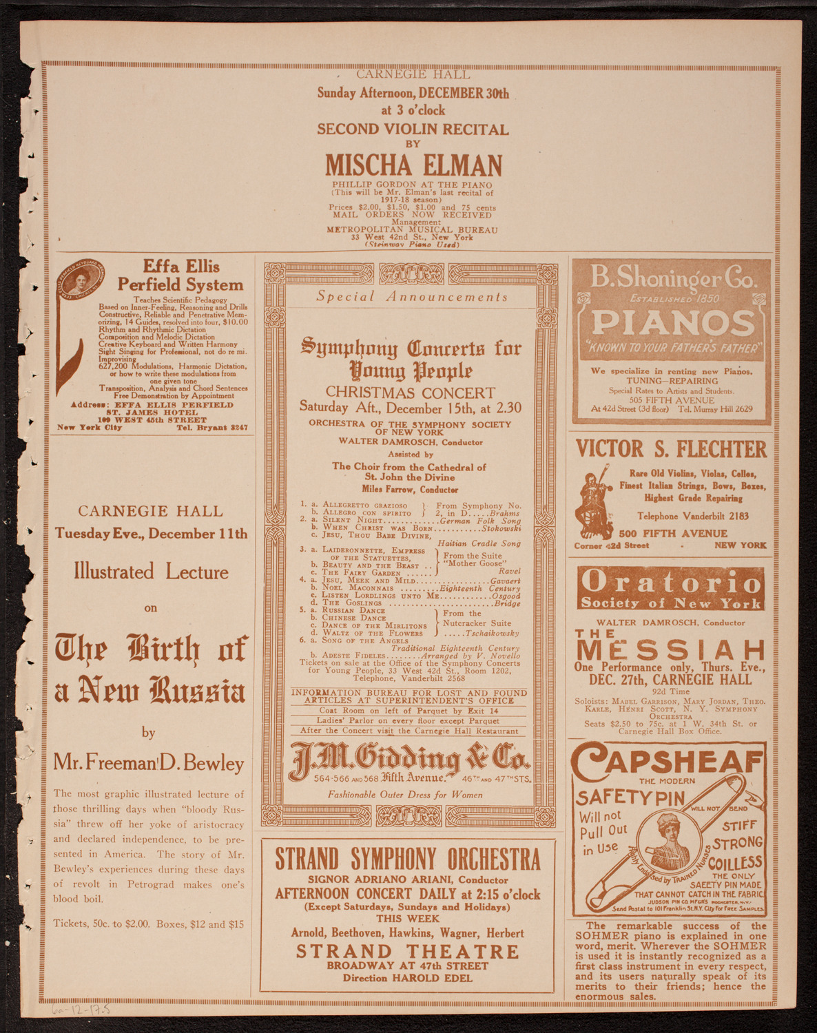 New York Symphony Orchestra, December 6, 1917, program page 9
