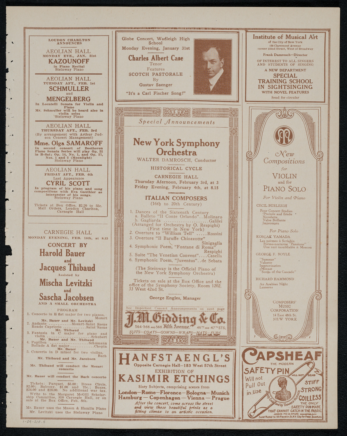 The Chalif Dancers, January 29, 1921, program page 9