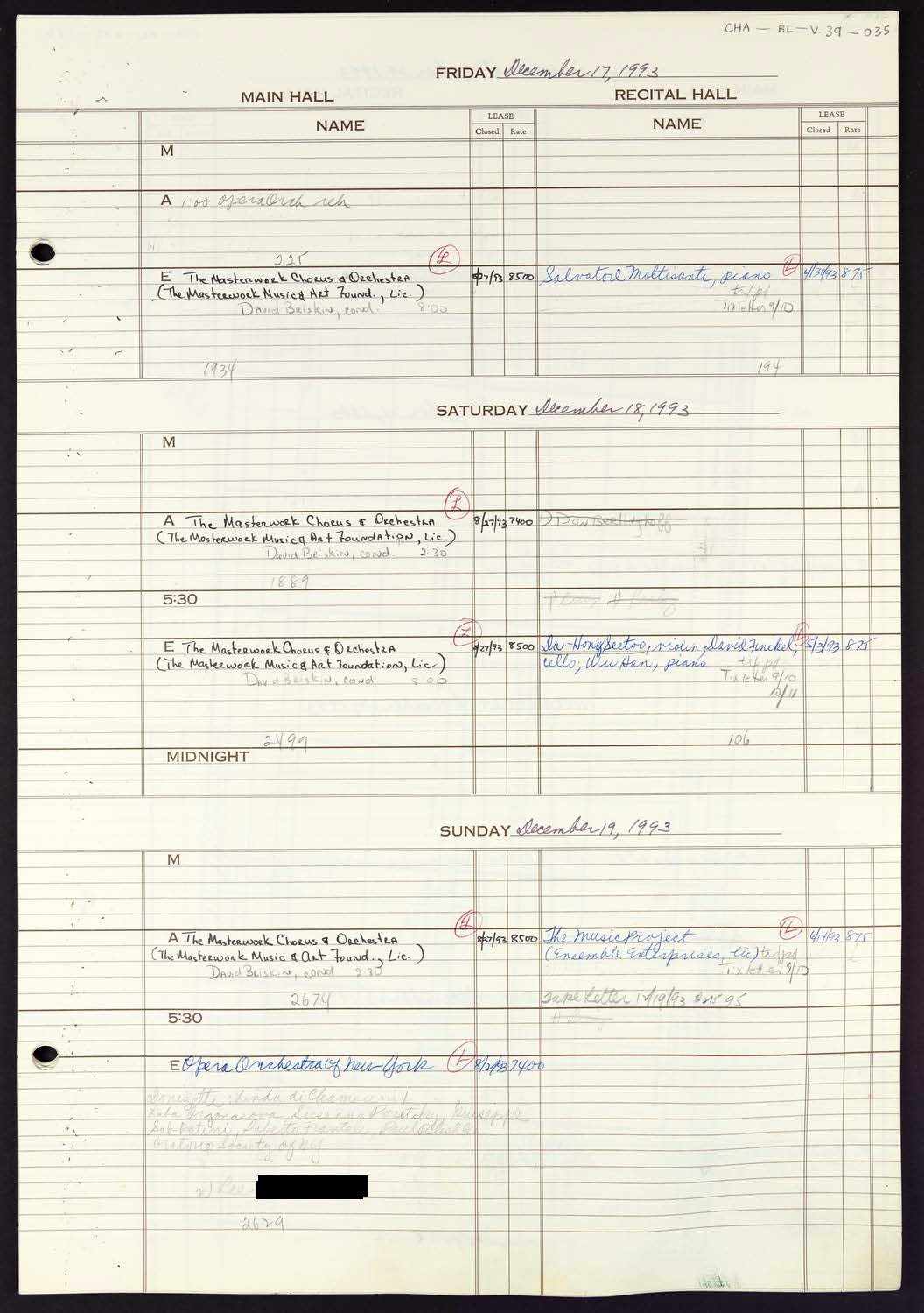 Carnegie Hall Booking Ledger, volume 39, page 35