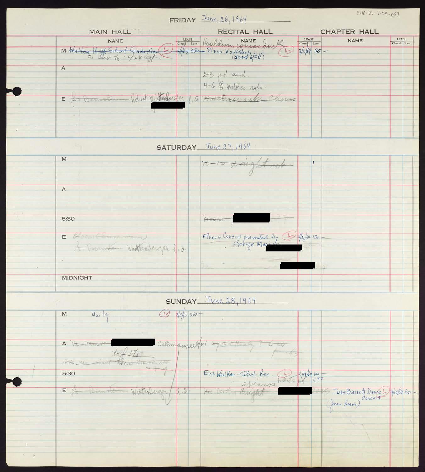 Carnegie Hall Booking Ledger, volume 9, page 87