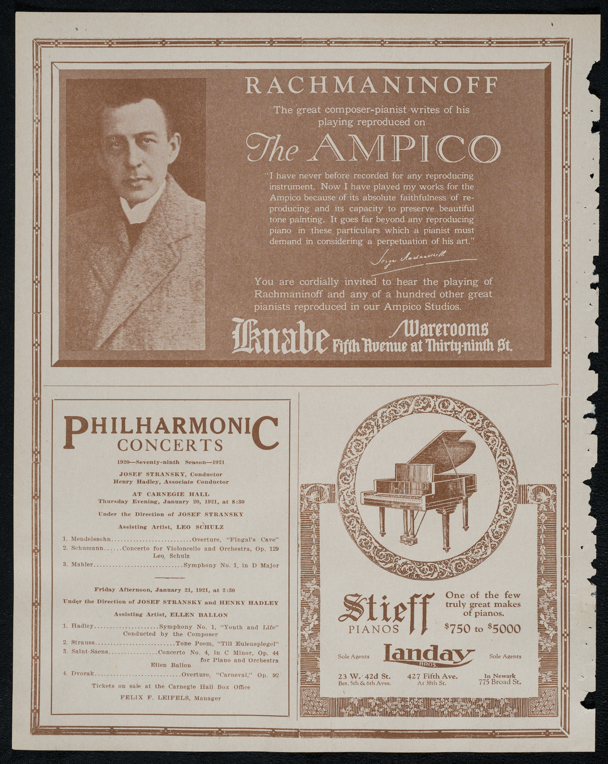 New York Philharmonic, January 16, 1921, program page 12