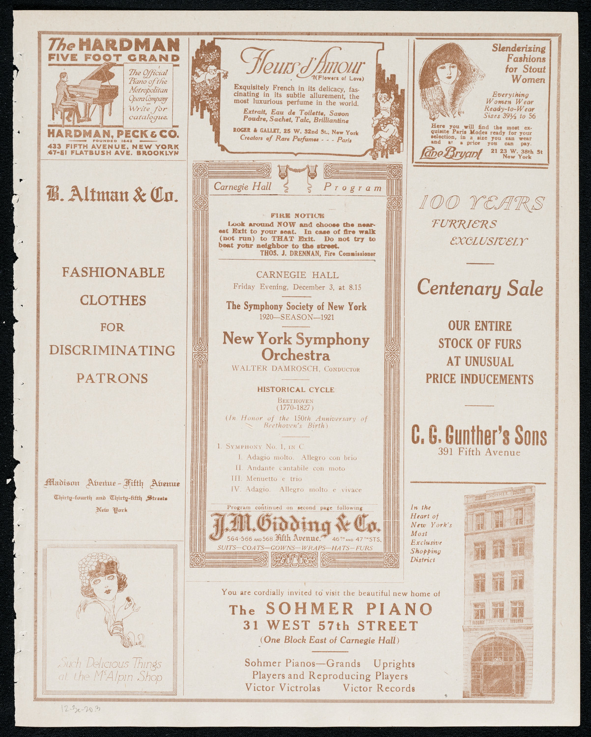 New York Symphony Orchestra, December 3, 1920, program page 5