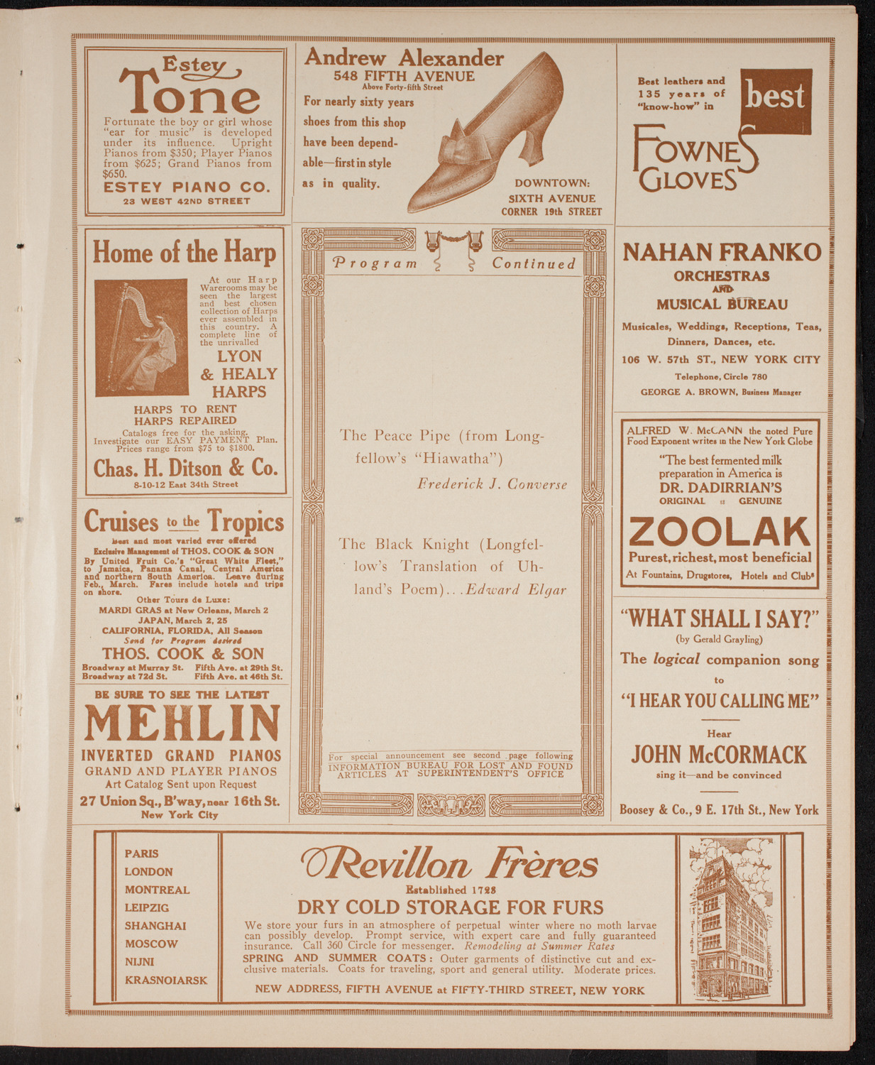 Columbia University Chorus, April 11, 1916, program page 7