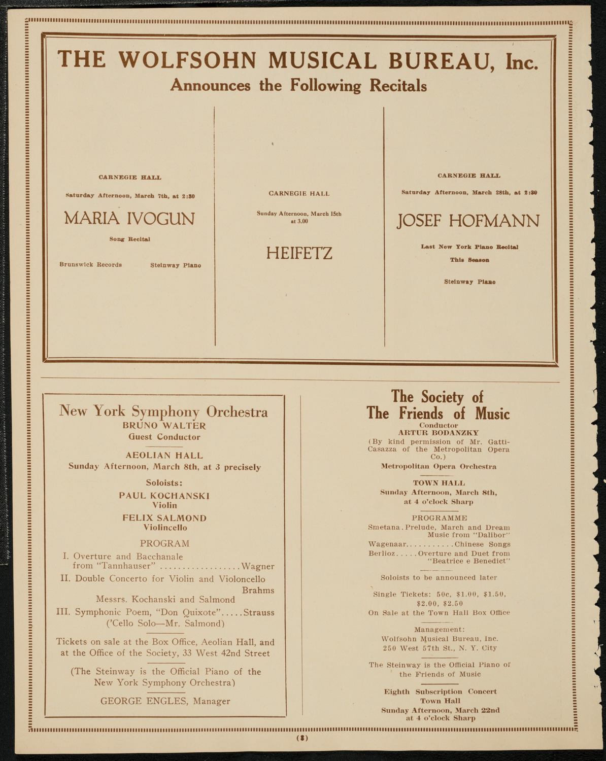 New York Philharmonic, March 5, 1925, program page 8