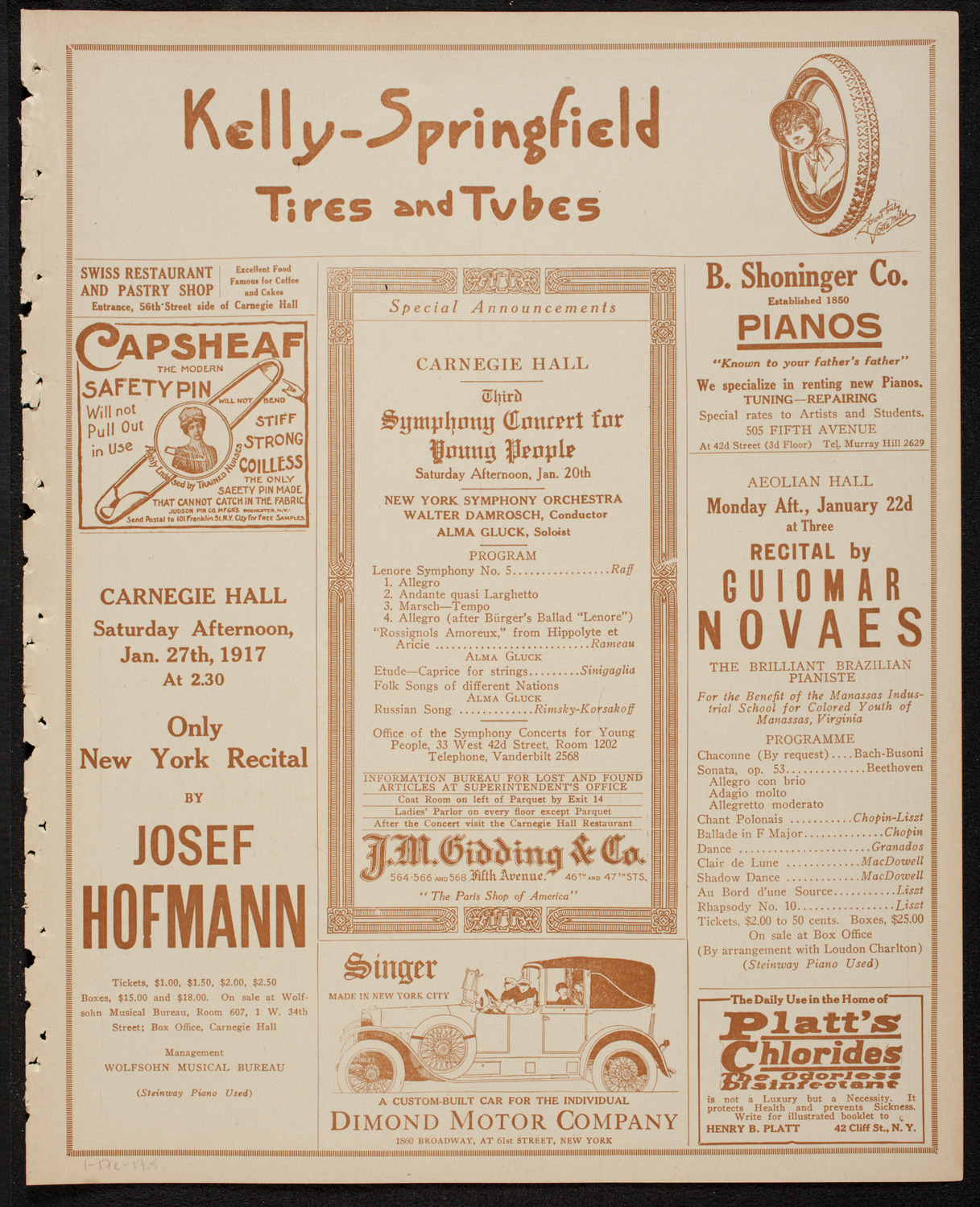 New York Philharmonic, January 17, 1917, program page 9