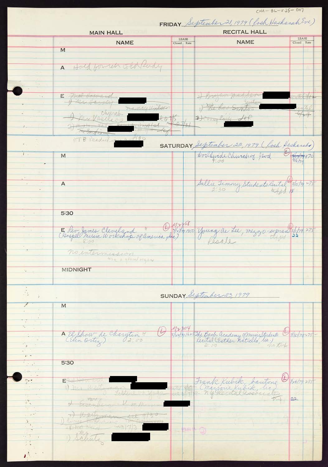 Carnegie Hall Booking Ledger, volume 25, page 7