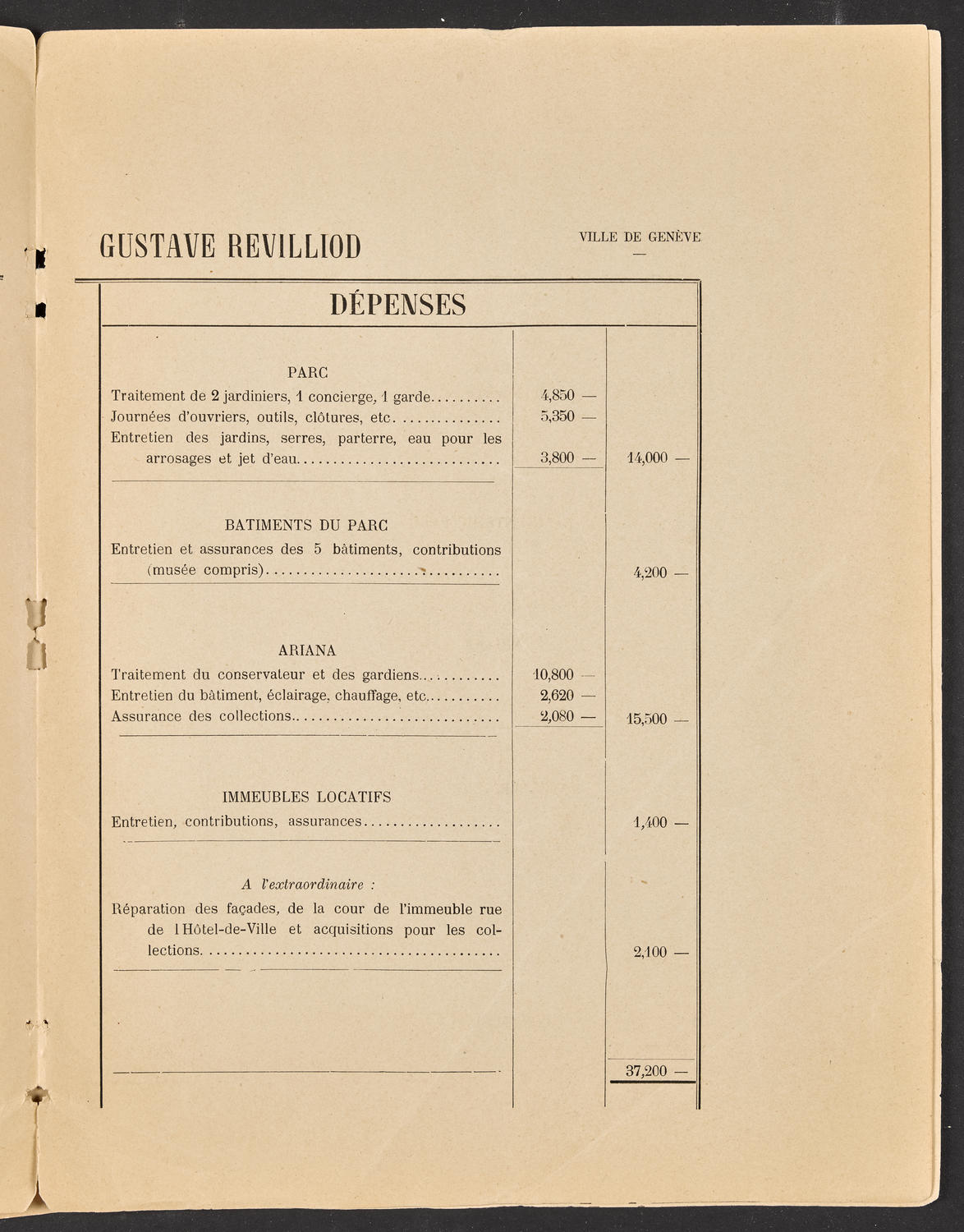 Projet de budget de la Ville de Genève pour 1893, page 7 of 10