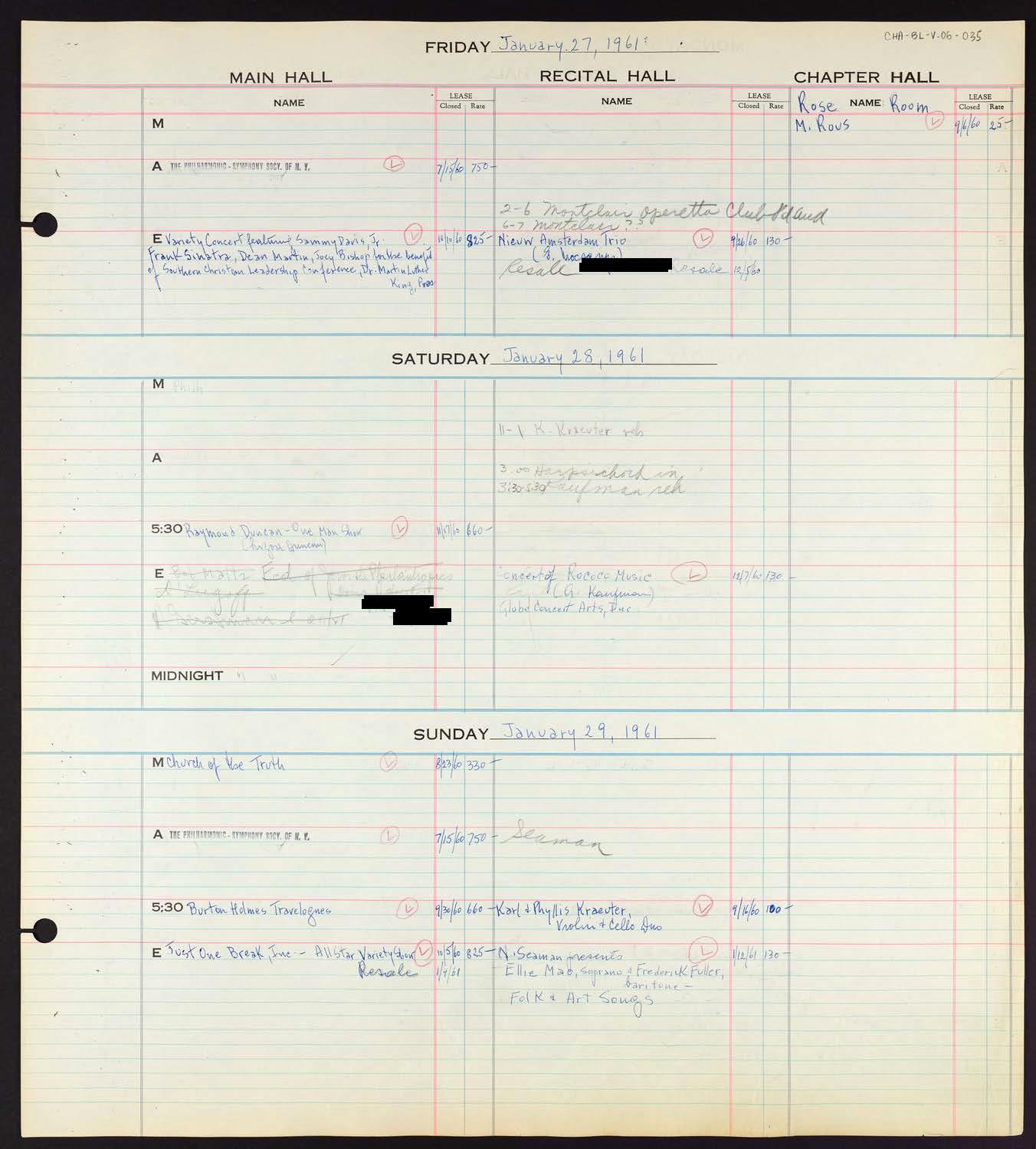 Carnegie Hall Booking Ledger, volume 6, page 35