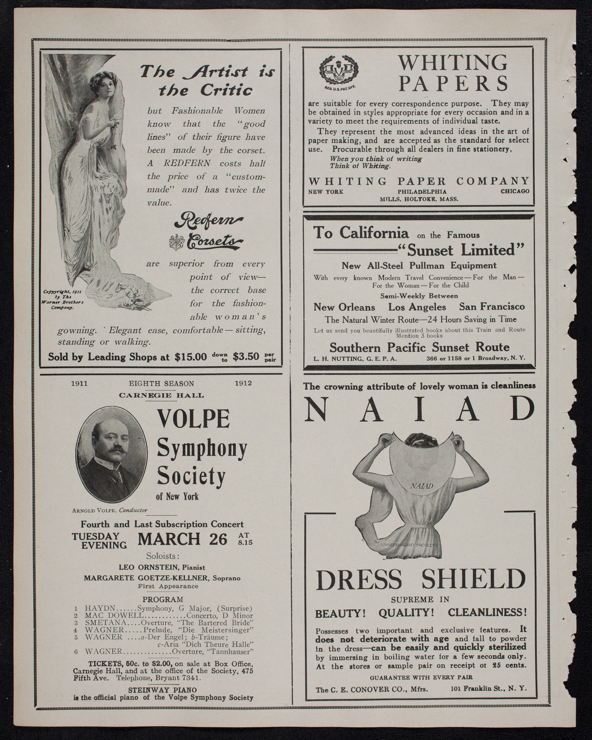 Cantor Sirota with Choir, March 13, 1912, program page 2