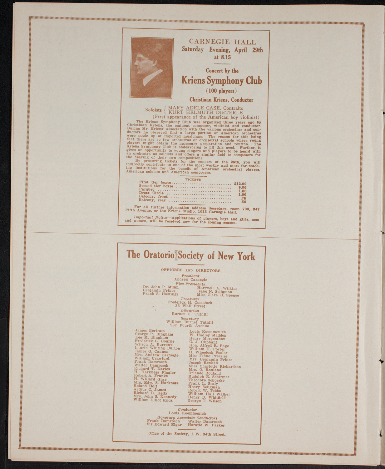 Meeting: The Humanitarian Cult, April 26, 1916, program page 10