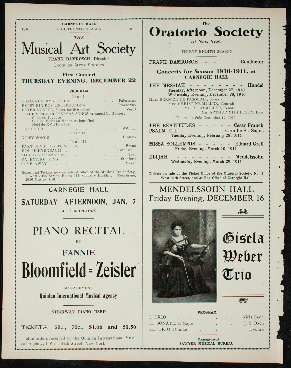 Volpe Symphony Society of New York, December 4, 1910, program page 10