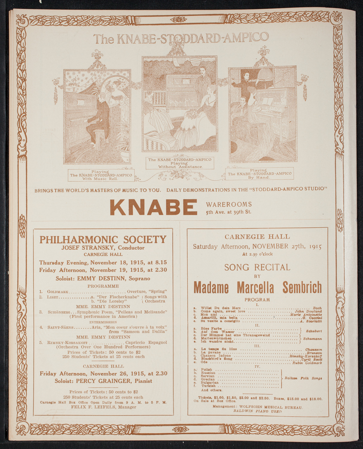 Fannie Bloomfield Zeisler, Piano, November 16, 1915, program page 12