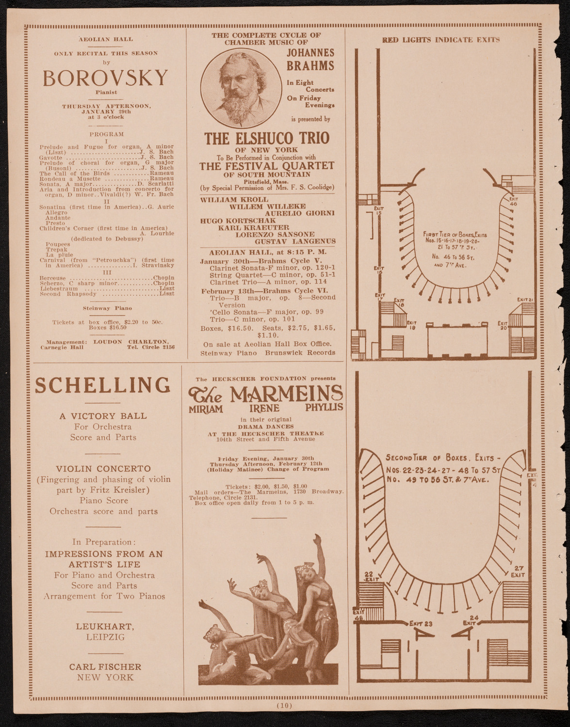 Mieczyslaw Munz, Piano, January 26, 1925, program page 10
