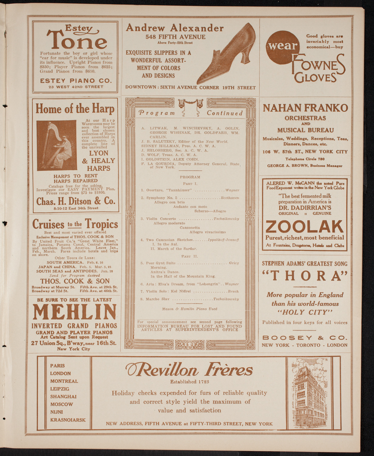 Orchestral Society of New York, January 1, 1916, program page 7