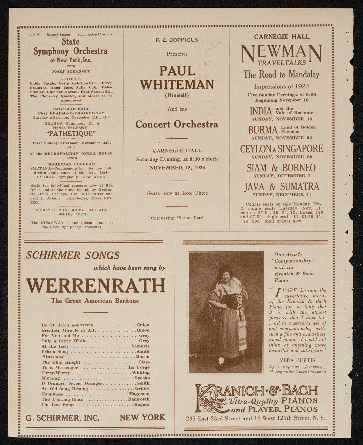 John McCormack, Tenor, November 9, 1924, program page 6