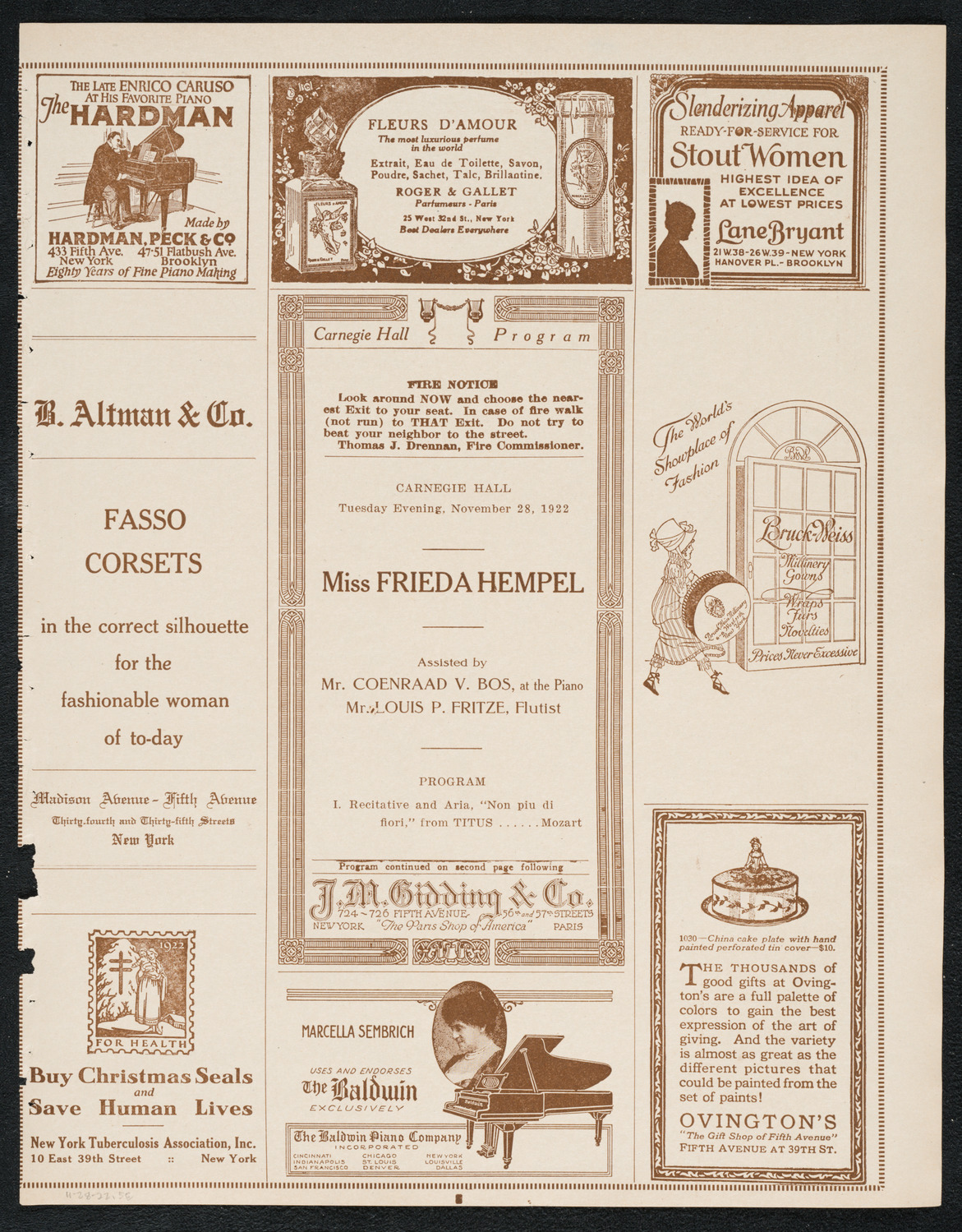 Frieda Hempel, Soprano, November 28, 1922, program page 5