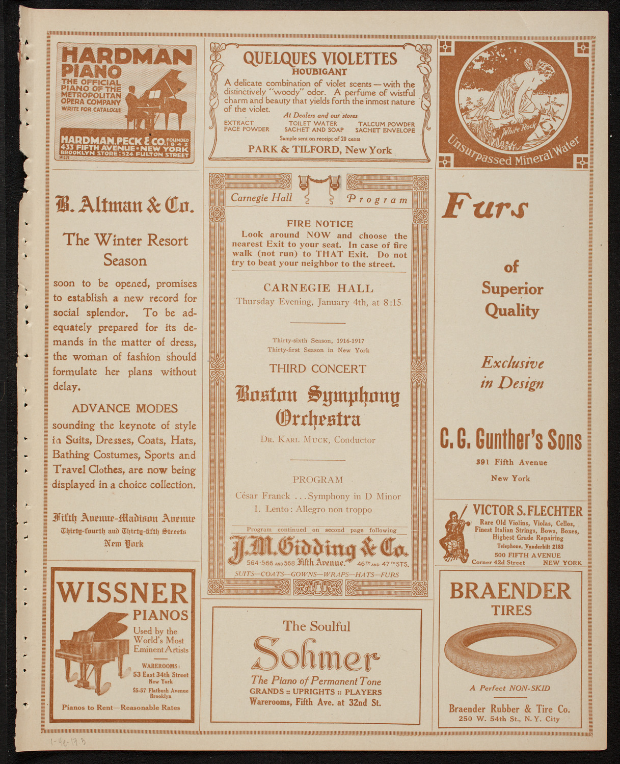 Boston Symphony Orchestra, January 4, 1917, program page 5