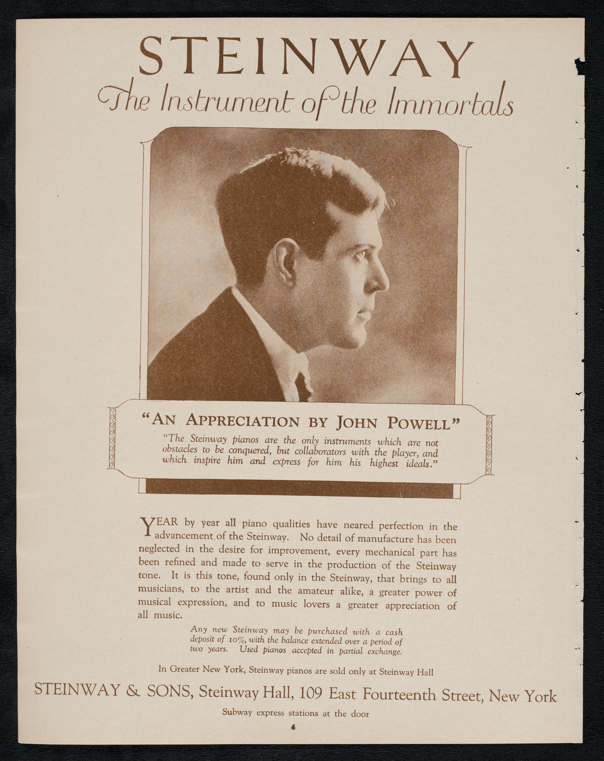 Jascha Heifetz, Violin, April 1, 1923, program page 4