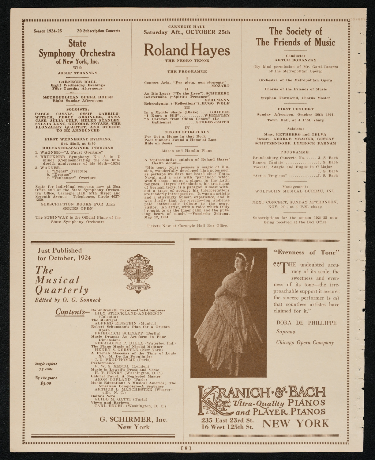 Philadelphia Orchestra, October 21, 1924, program page 6